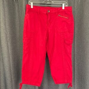 Faded Glory Deep Red Capri